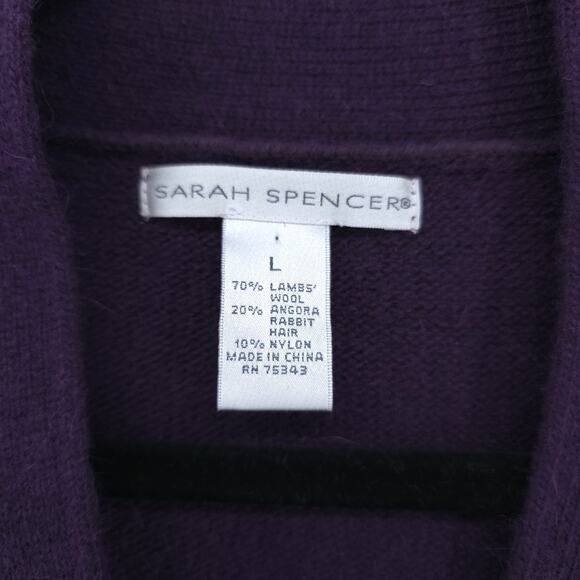 Sarah Spencer Lambswool Angora Quiet Lux Purple Mock Neck Flared Sleeve Cardi L - Picture 8 of 14